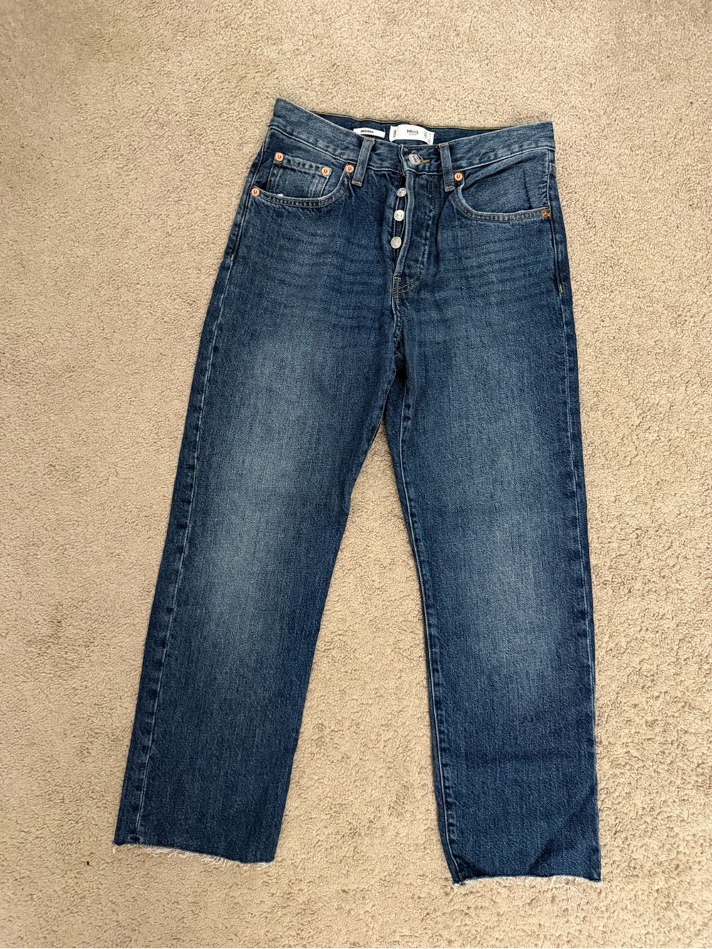 MNGO Dark Blue High Waist Straight-Leg Jeans